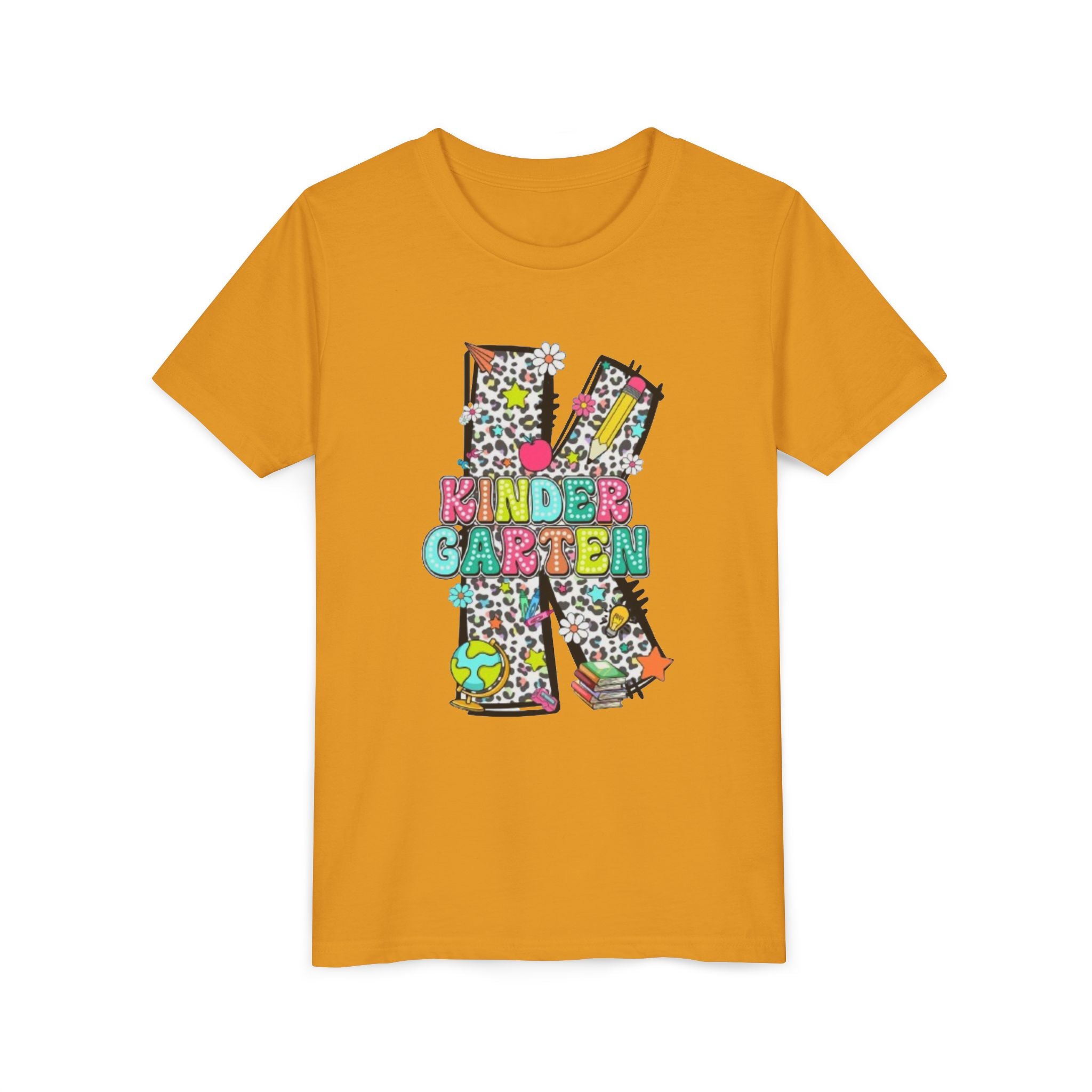 Kindergarten Letter K Youth Tee | Colorful School Kids Back to School Shirt