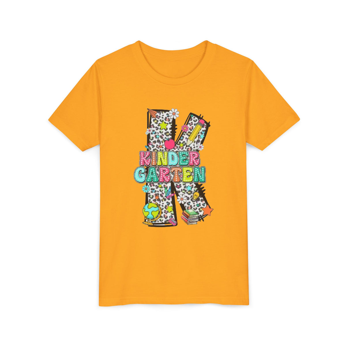 Kindergarten Letter K Youth Tee | Colorful School Kids Back to School Shirt