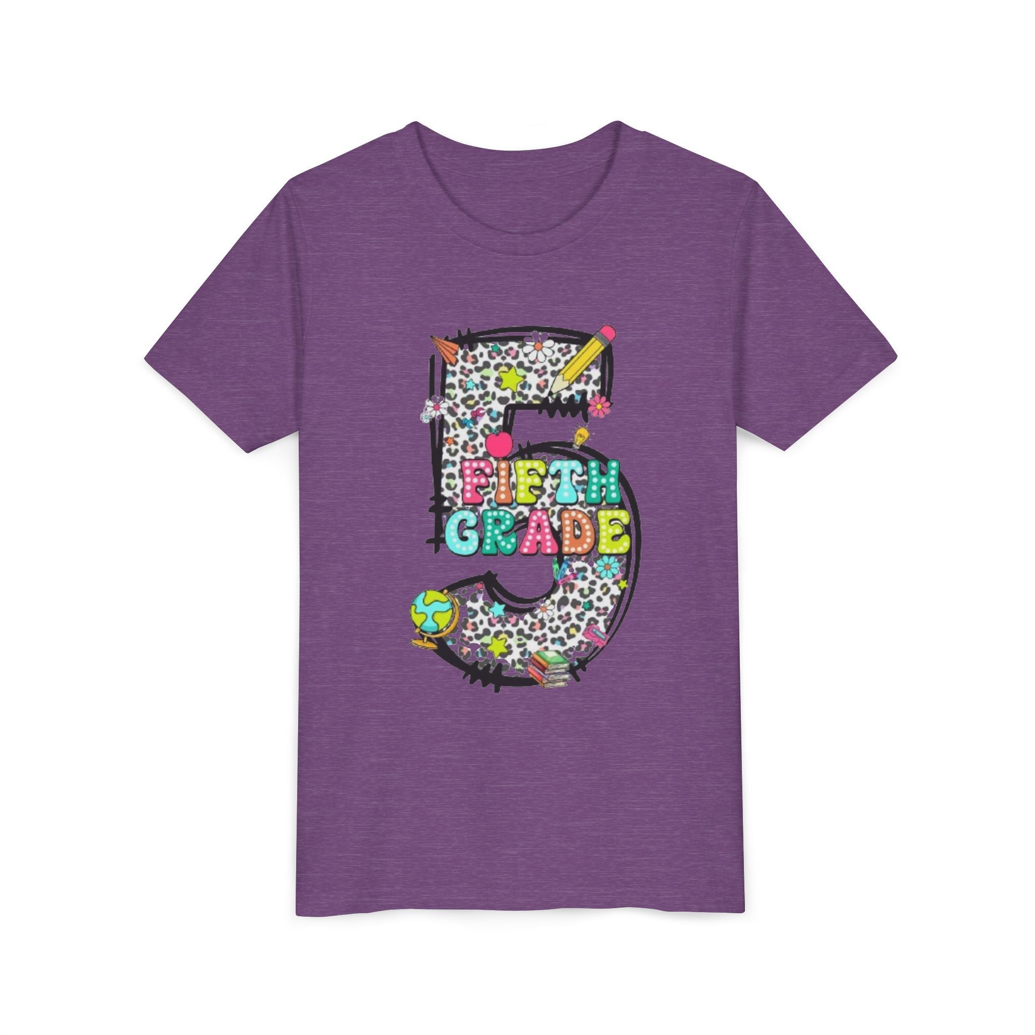 5th Grade Kids Shirt | Colorful Leopard Number 5 Back-to-School Tee