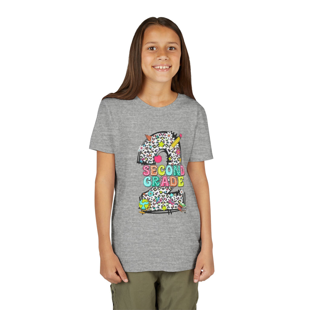 Second Grade Number 2 Kids T-Shirt | Colorful School Supplies Design