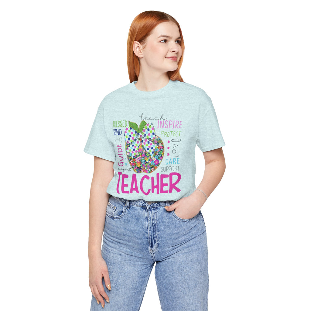 Teacher Apple Graphic Tee | Inspirational Words School Staff Gift