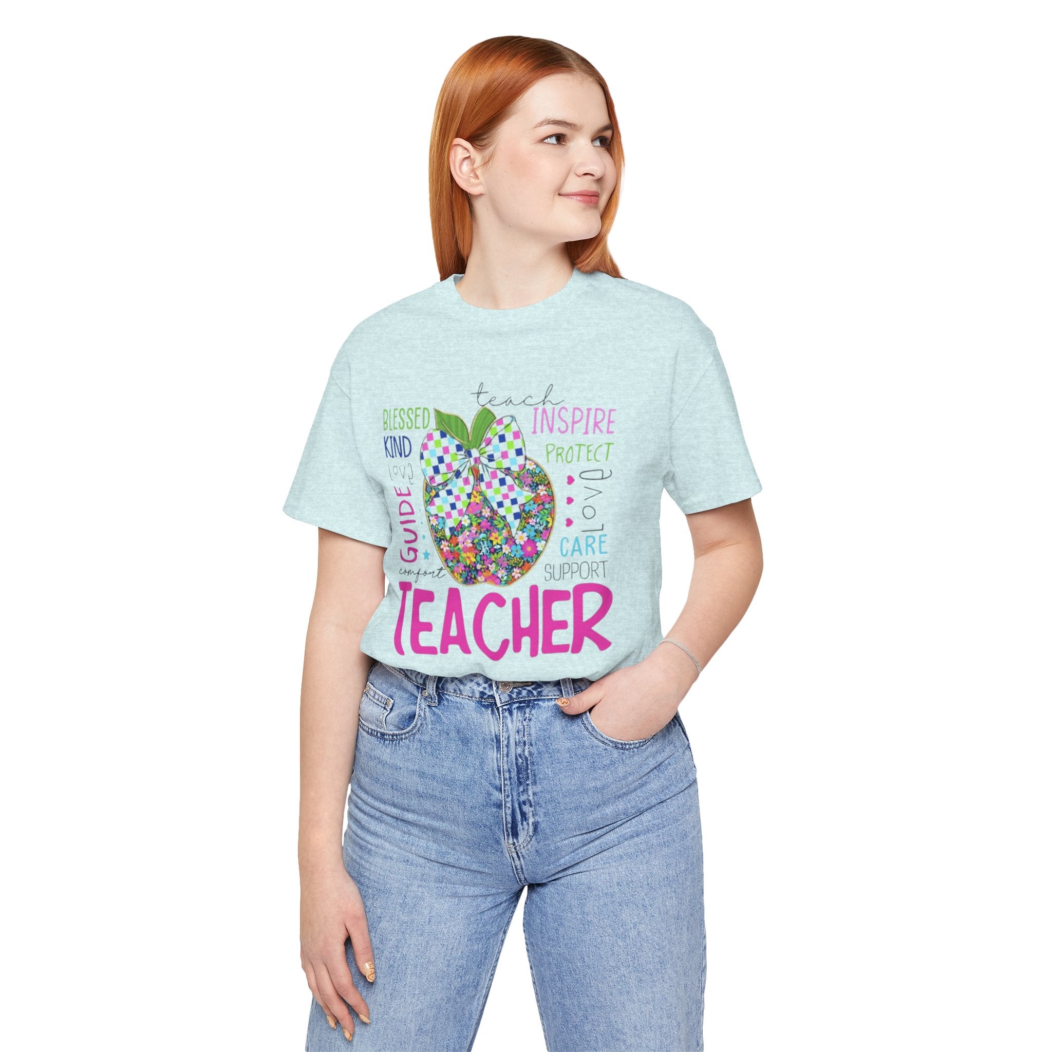 Teacher Apple Graphic Tee | Inspirational Words School Staff Gift