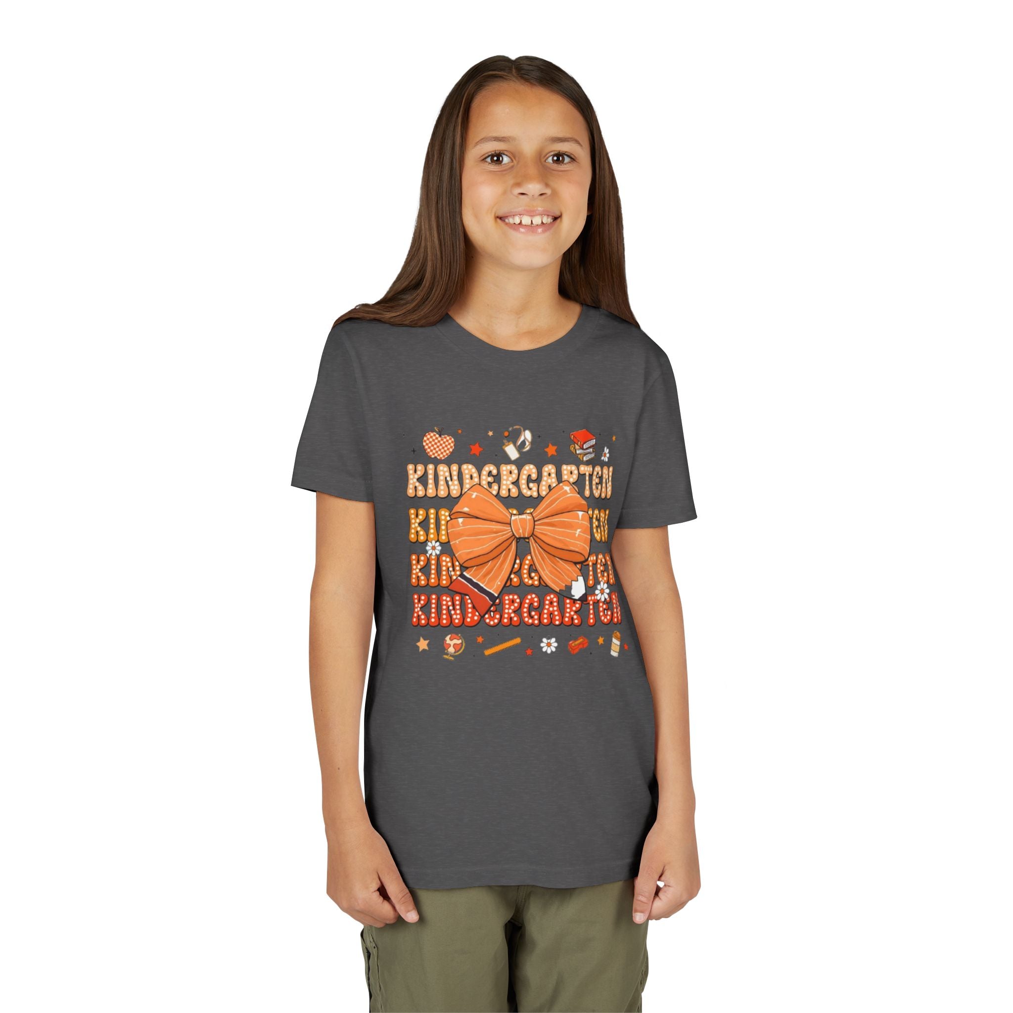 Kindergarten Youth T‑Shirt | Back-to-School Orange Bow Design