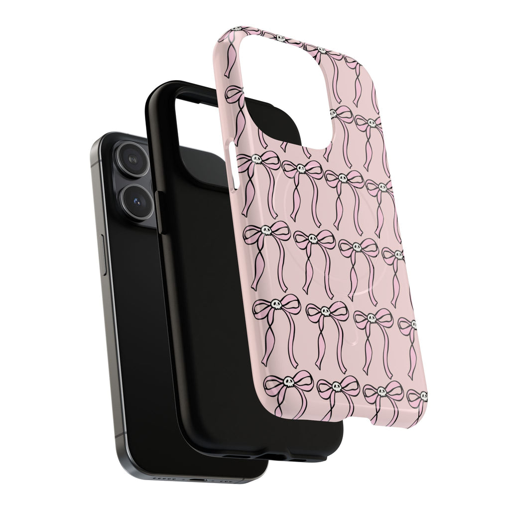 Magnetic Phone Case | Pink Skull Bows