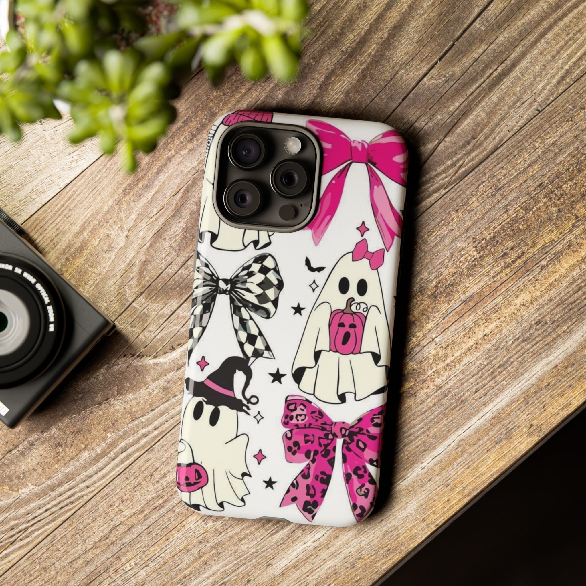 Phone Case | Cute Pink Ghosts & Bows Halloween Pattern