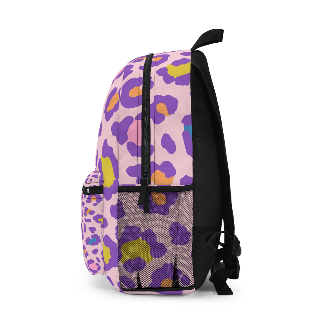 Pastel Leopard Print Backpack — Cute Purple Animal Print School Bag