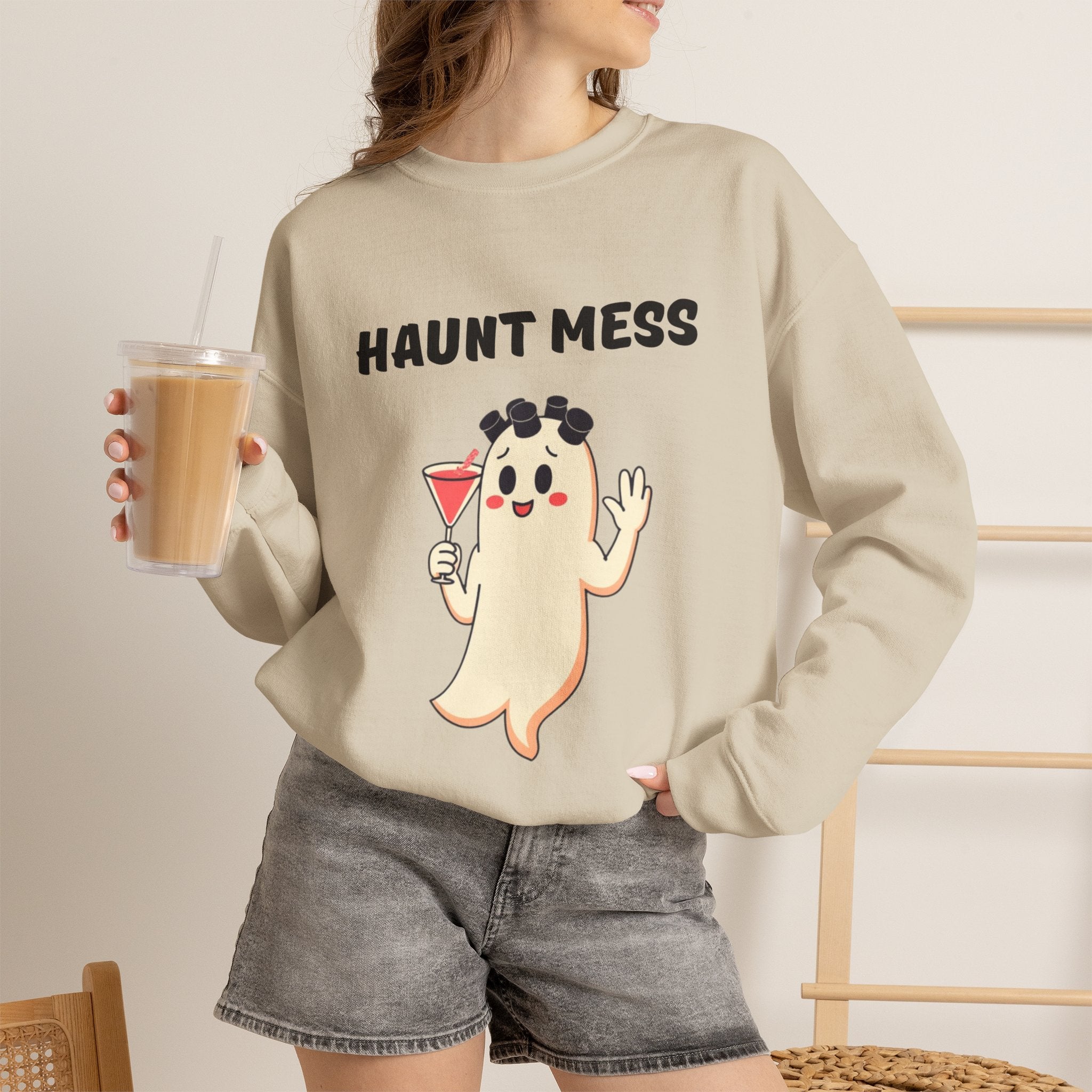 "Haunt Mess" Cute Ghost Halloween Pullover