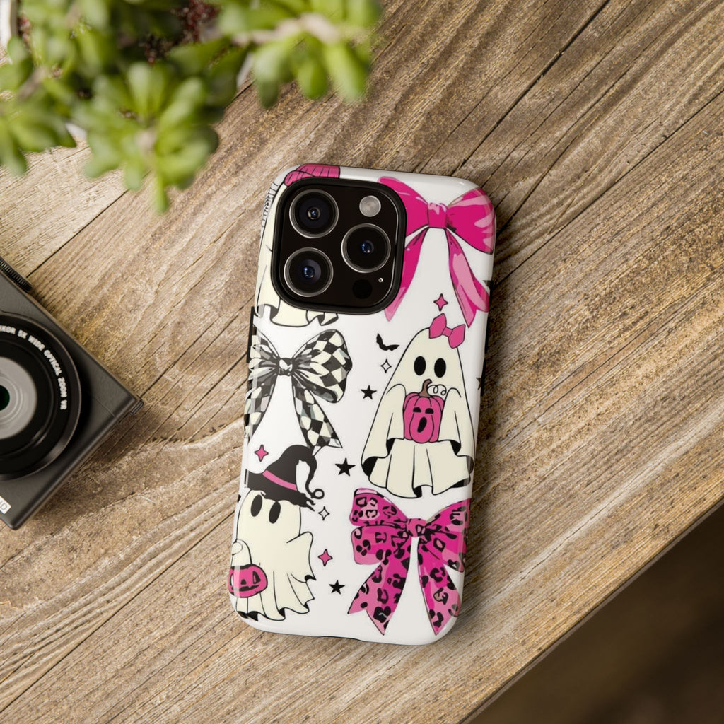 Phone Case | Cute Pink Ghosts & Bows Halloween Pattern