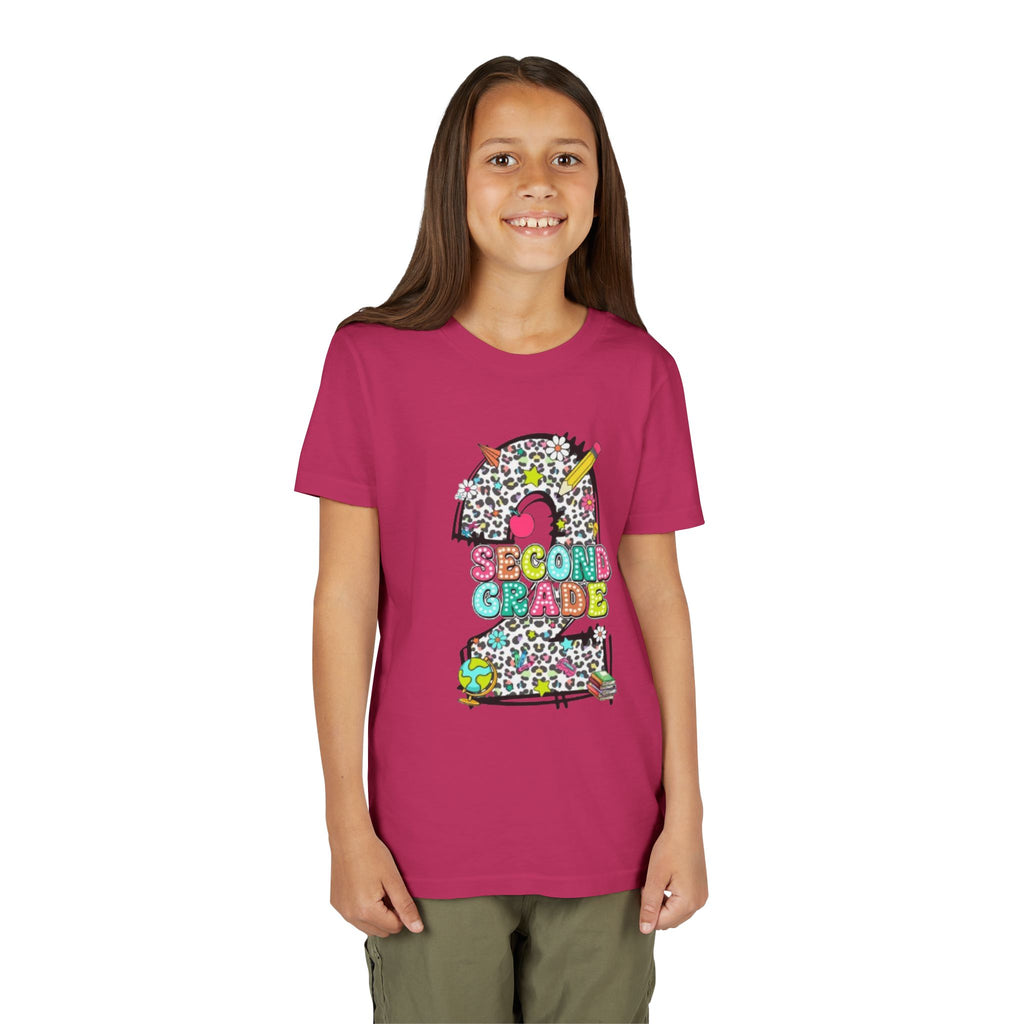 Second Grade Number 2 Kids T-Shirt | Colorful School Supplies Design