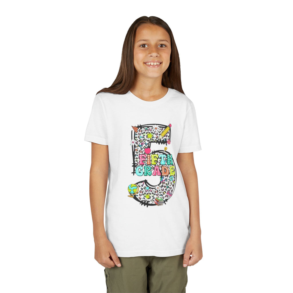 5th Grade Kids Shirt | Colorful Leopard Number 5 Back-to-School Tee