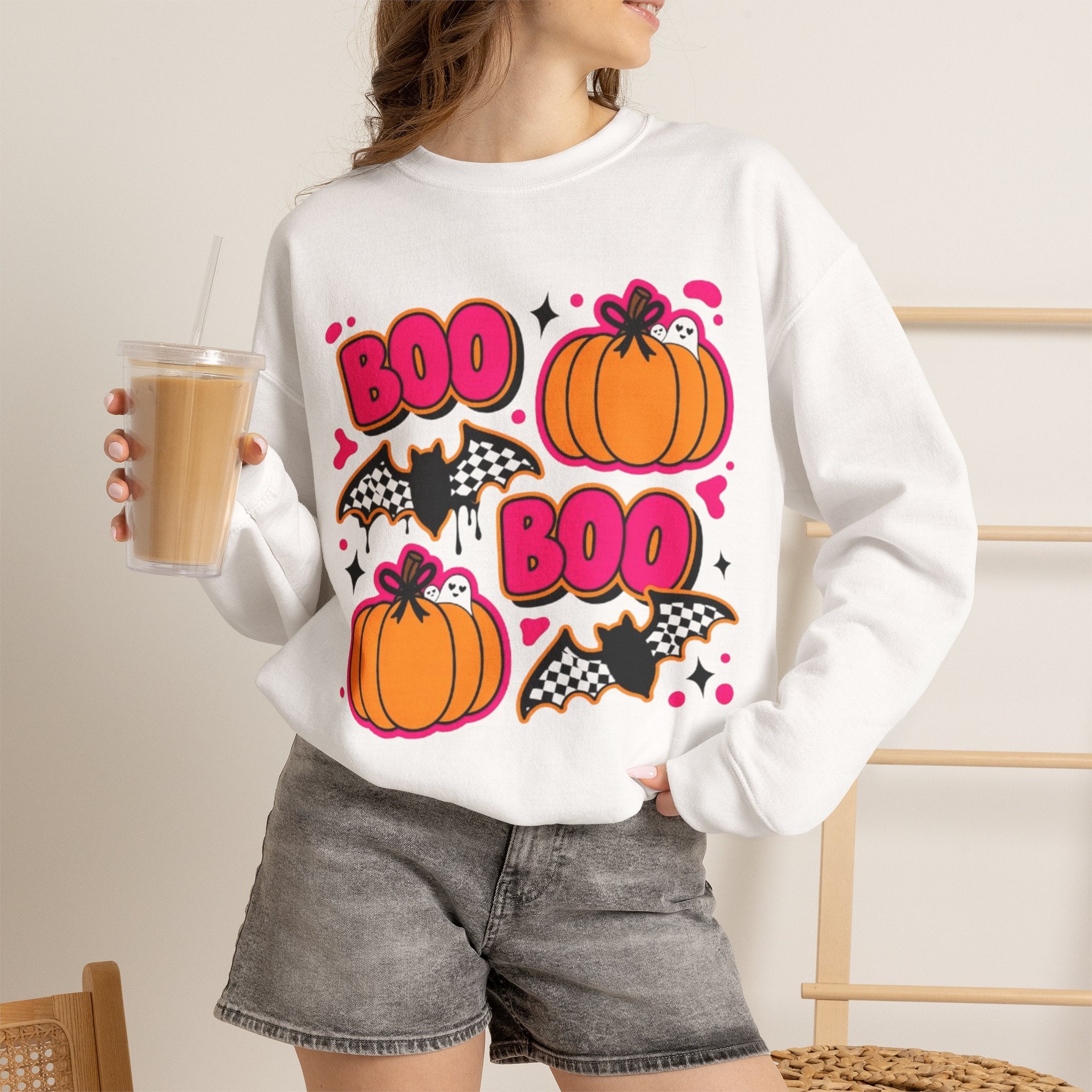 Halloween "Boo" Pumpkin & Bat Sweatshirt