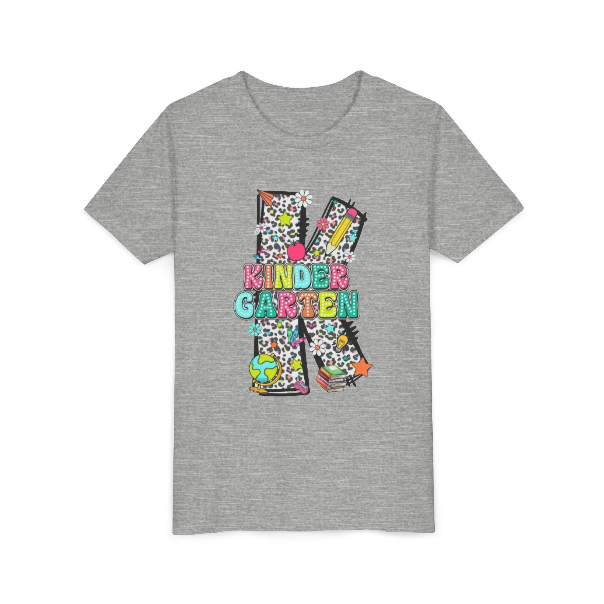 Kindergarten Letter K Youth Tee | Colorful School Kids Back to School Shirt
