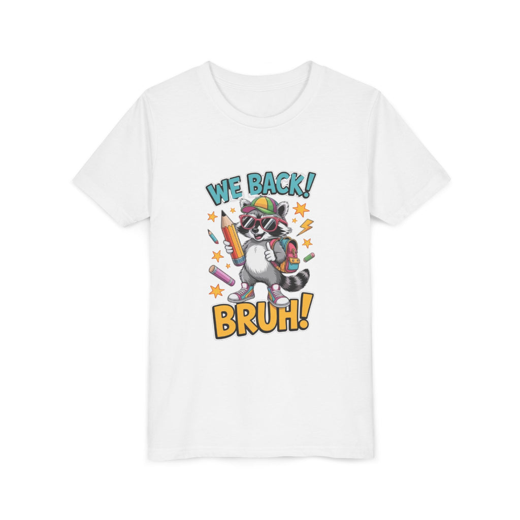 Youth Tee  | Cool Raccoon "We Back! Bruh!" Graphic Shirt