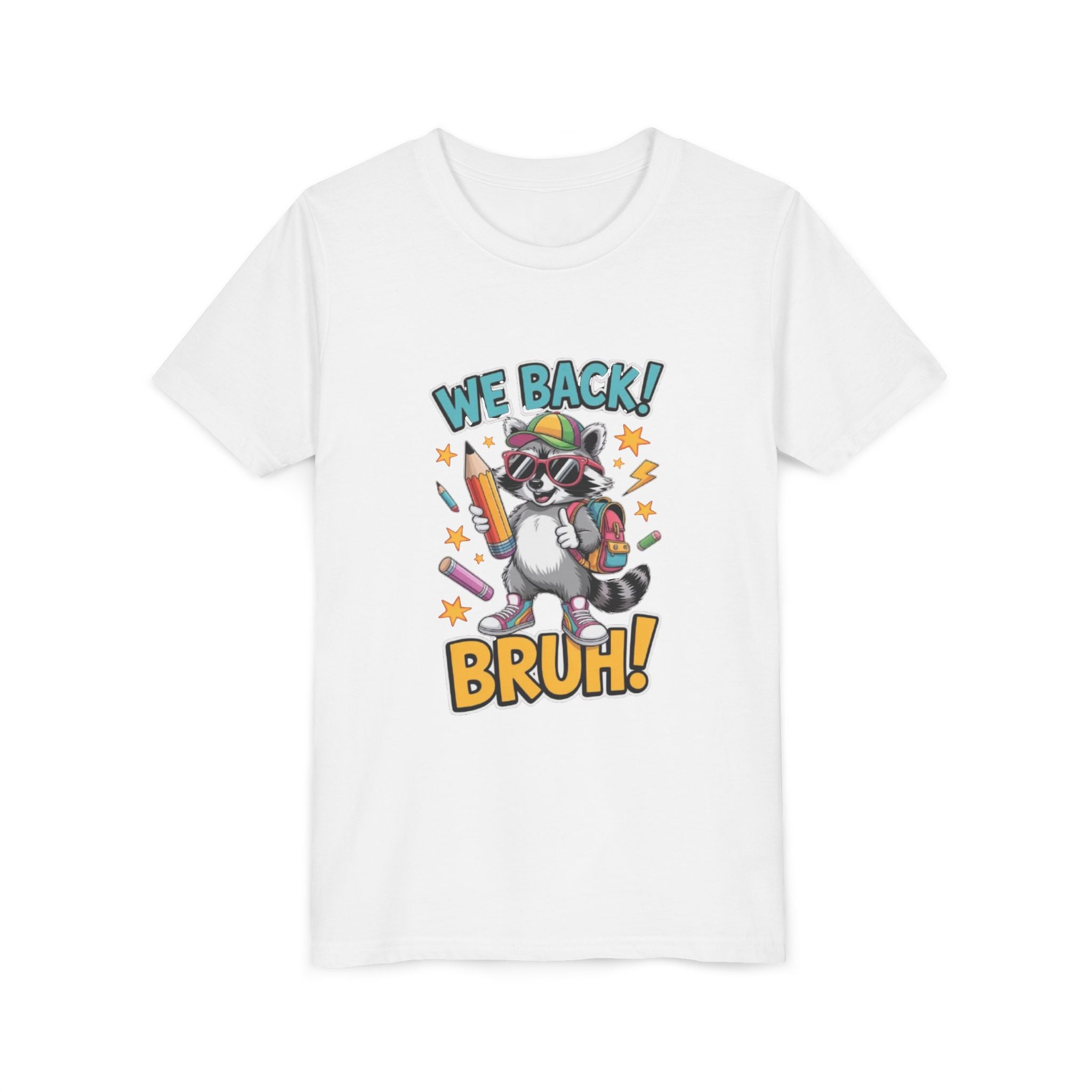 Youth Tee  | Cool Raccoon "We Back! Bruh!" Graphic Shirt