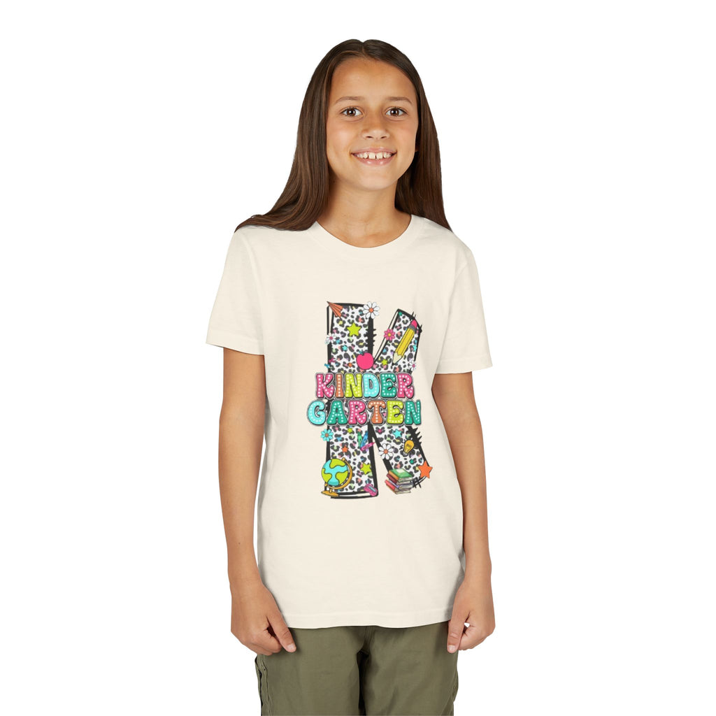 Kindergarten Letter K Youth Tee | Colorful School Kids Back to School Shirt
