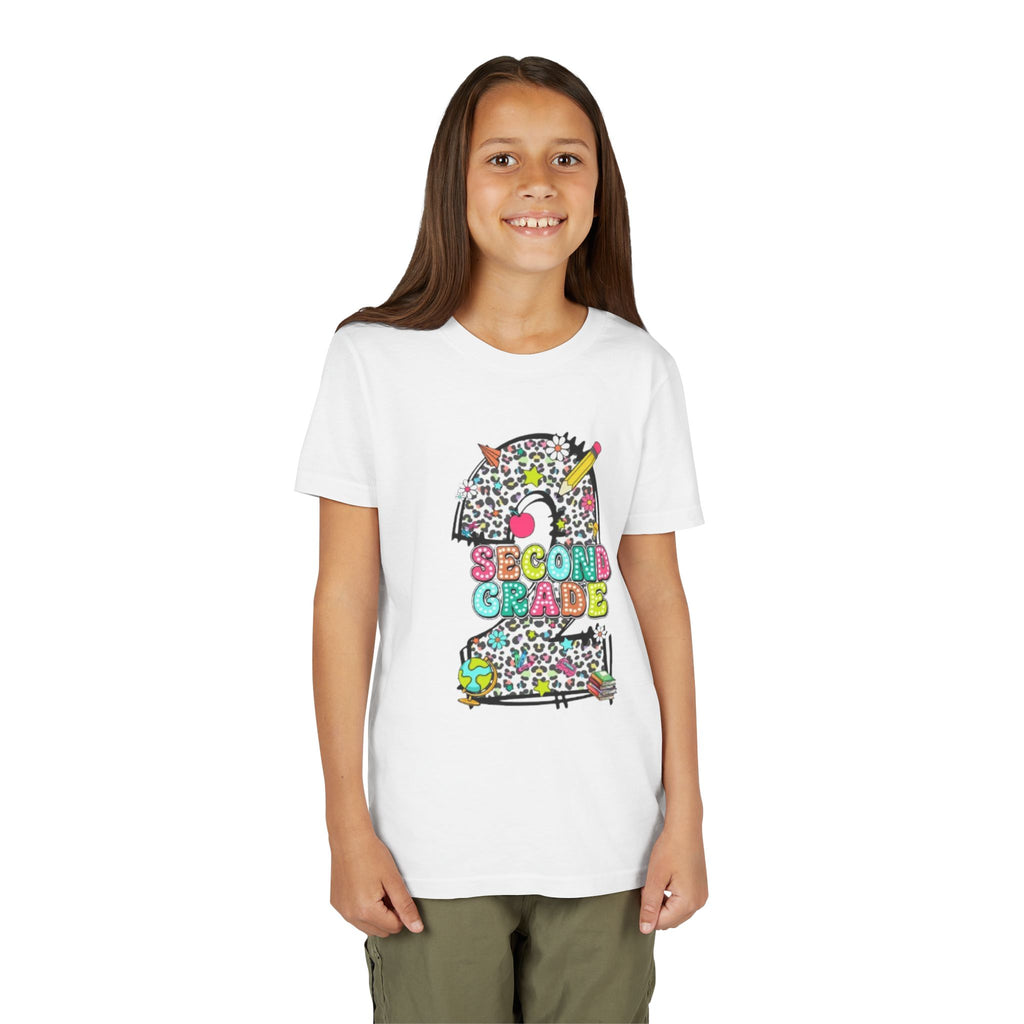 Second Grade Number 2 Kids T-Shirt | Colorful School Supplies Design