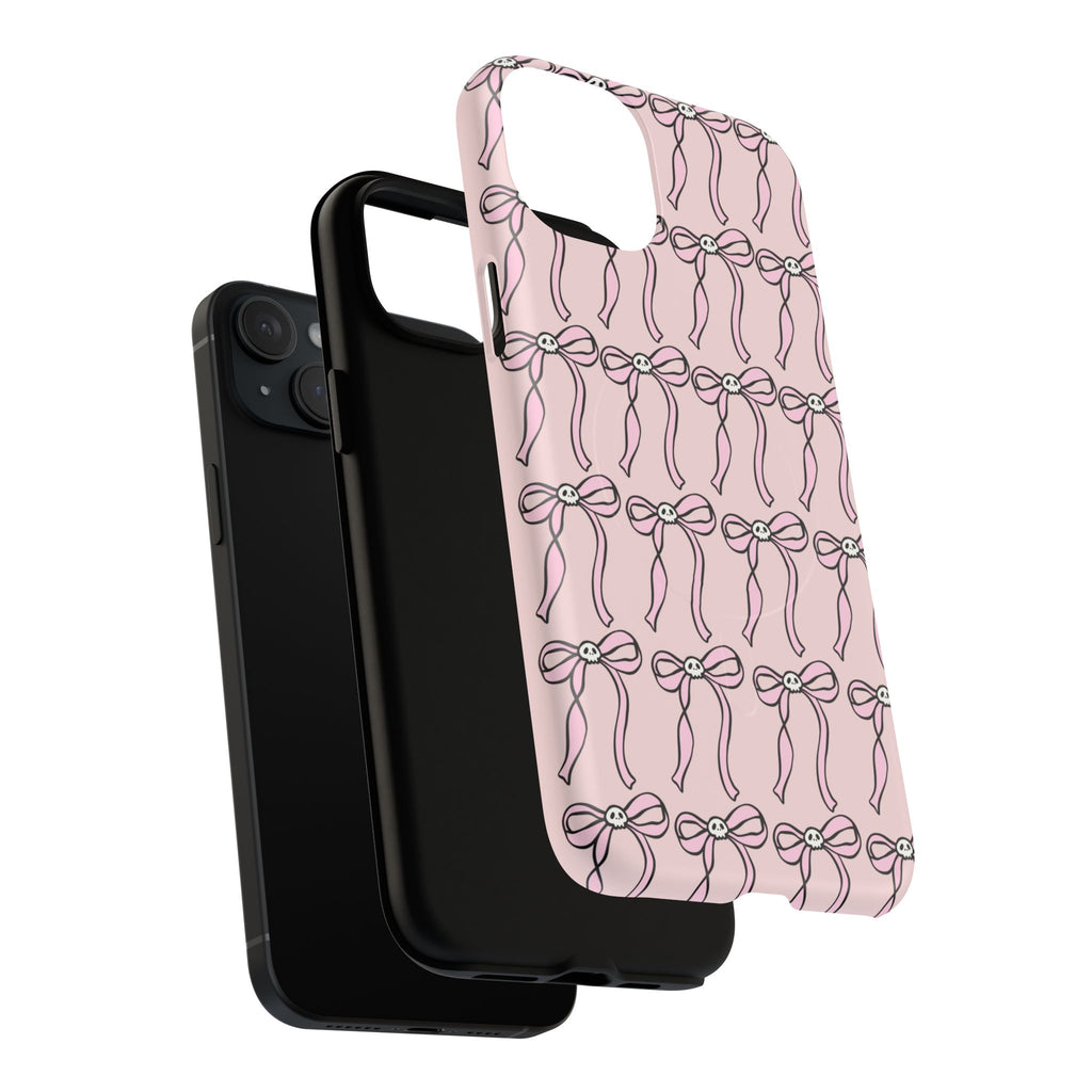 Magnetic Phone Case | Pink Skull Bows