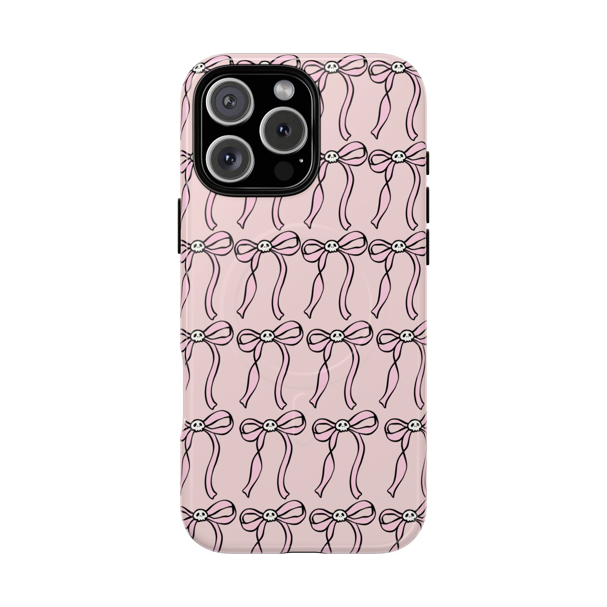 Magnetic Phone Case | Pink Skull Bows
