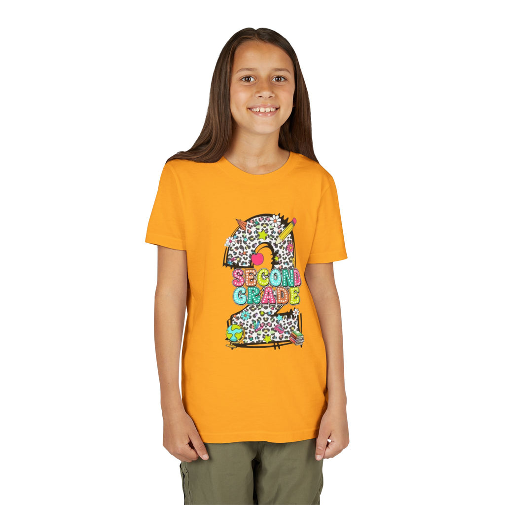 Second Grade Number 2 Kids T-Shirt | Colorful School Supplies Design