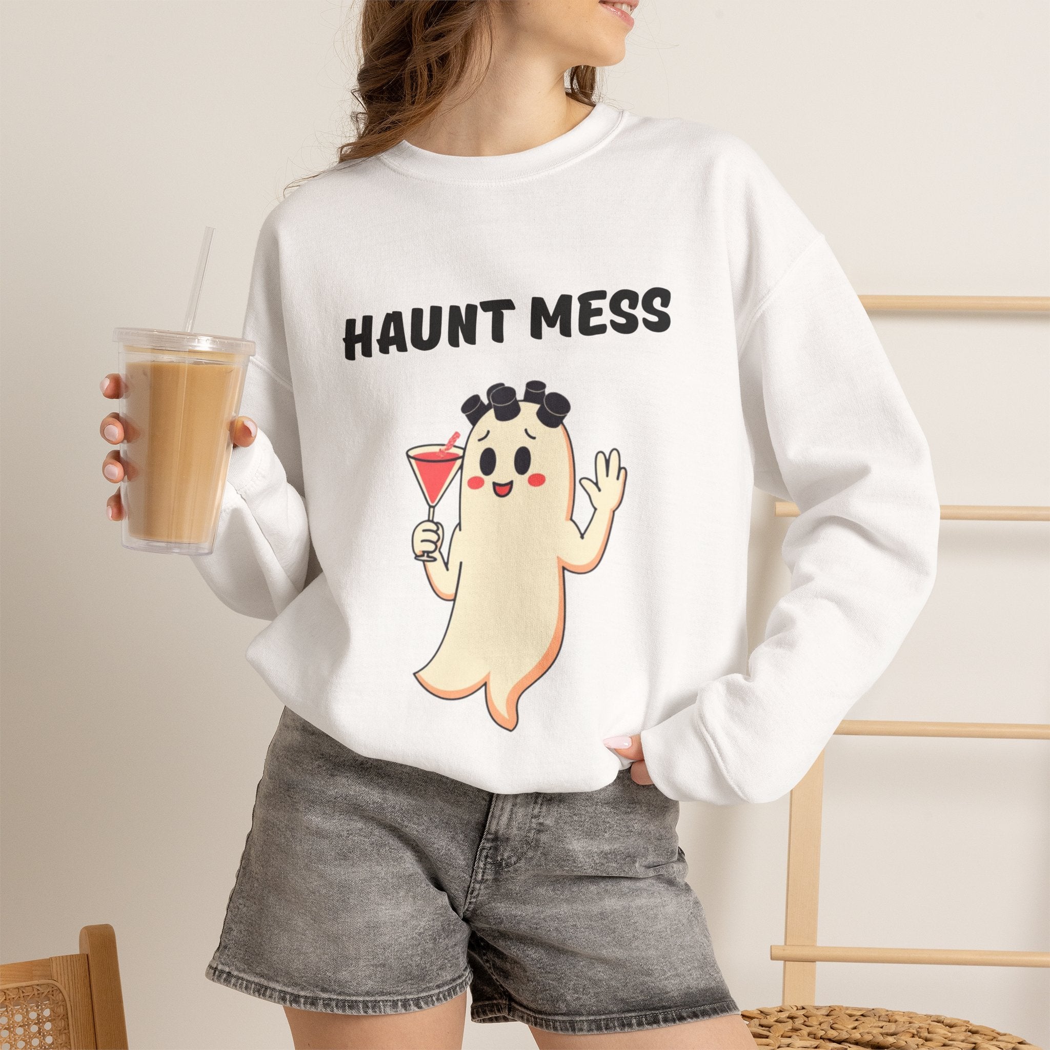 "Haunt Mess" Cute Ghost Halloween Pullover