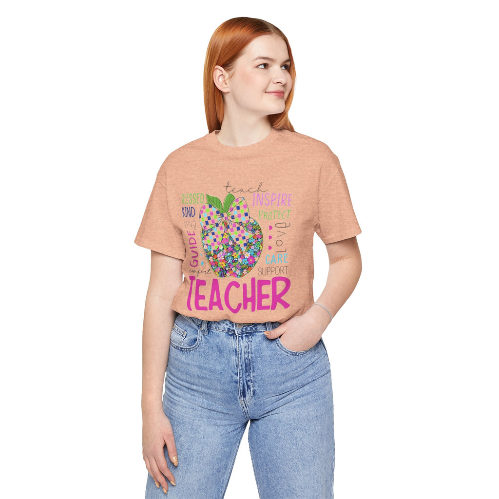 Teacher Apple Graphic Tee | Inspirational Words School Staff Gift
