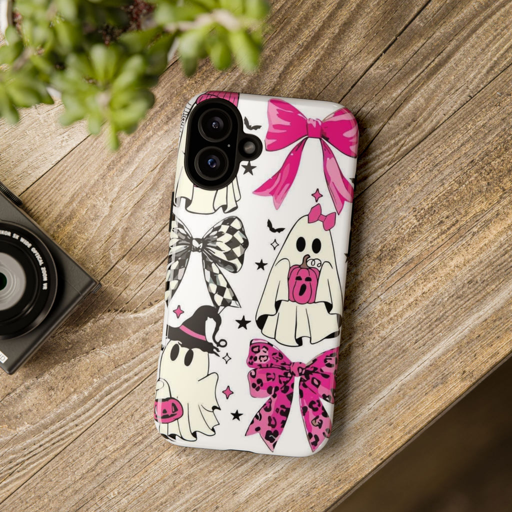 Phone Case | Cute Pink Ghosts & Bows Halloween Pattern