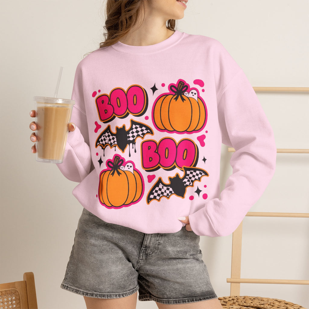 Halloween "Boo" Pumpkin & Bat Sweatshirt