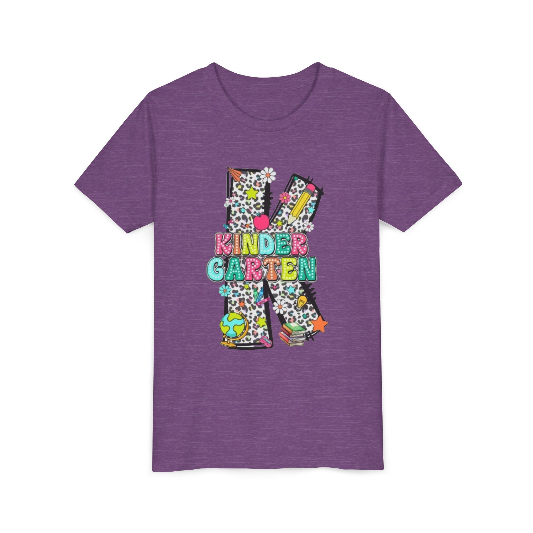 Kindergarten Letter K Youth Tee | Colorful School Kids Back to School Shirt