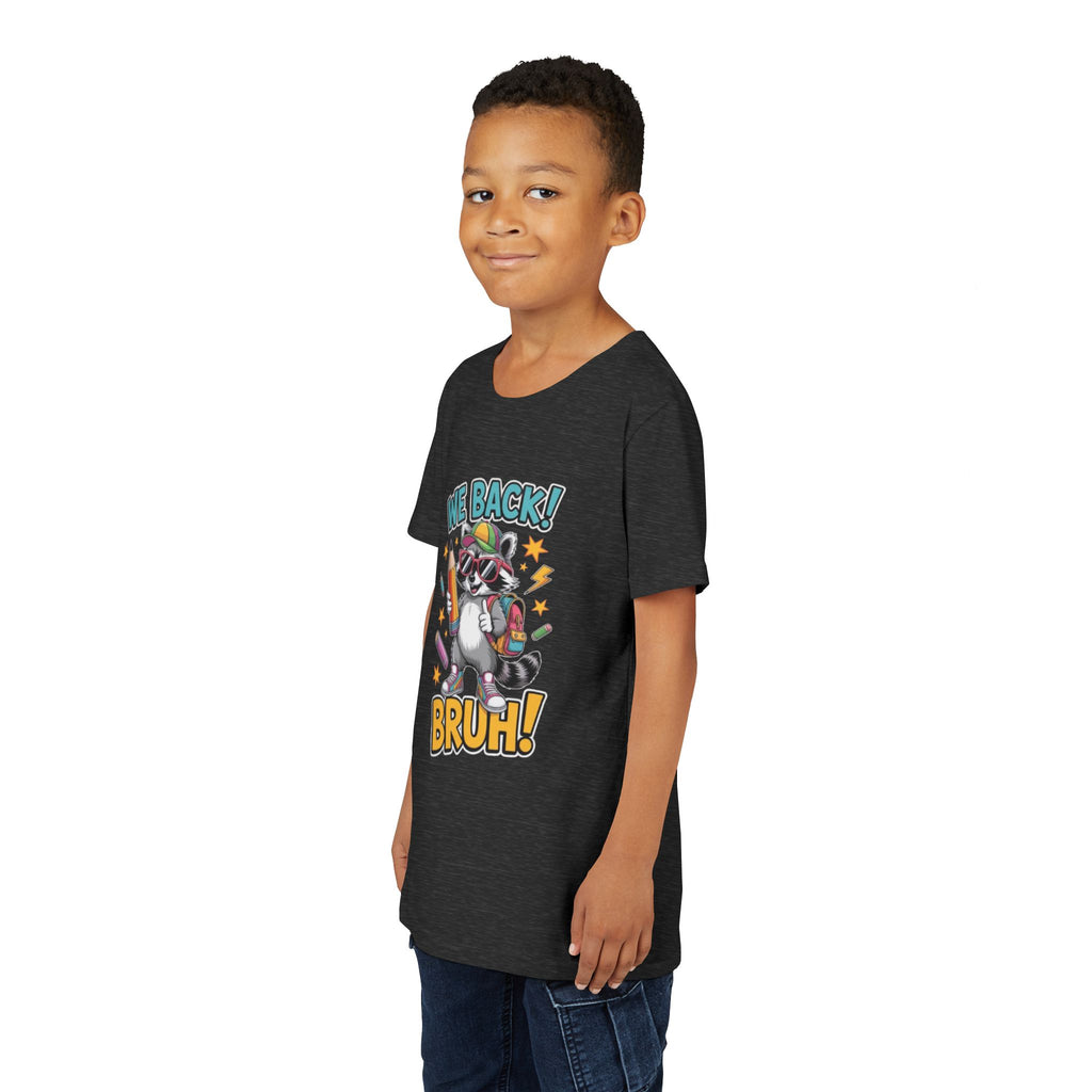 Youth Tee  | Cool Raccoon "We Back! Bruh!" Graphic Shirt