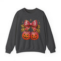 Halloween Pumpkin Ornament Crewneck Sweatshirt | Pink Bow Jack-o'-Lanterns