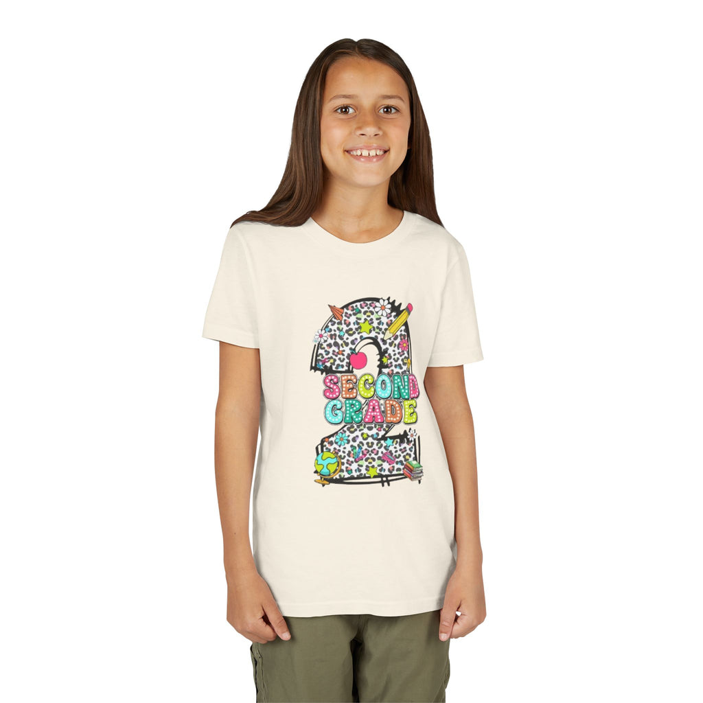 Second Grade Number 2 Kids T-Shirt | Colorful School Supplies Design