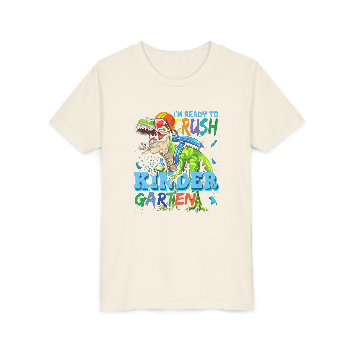 Youth T-Shirt | "I'm Ready to Crush Kindergarten" Dinosaur Back-to-School Tee