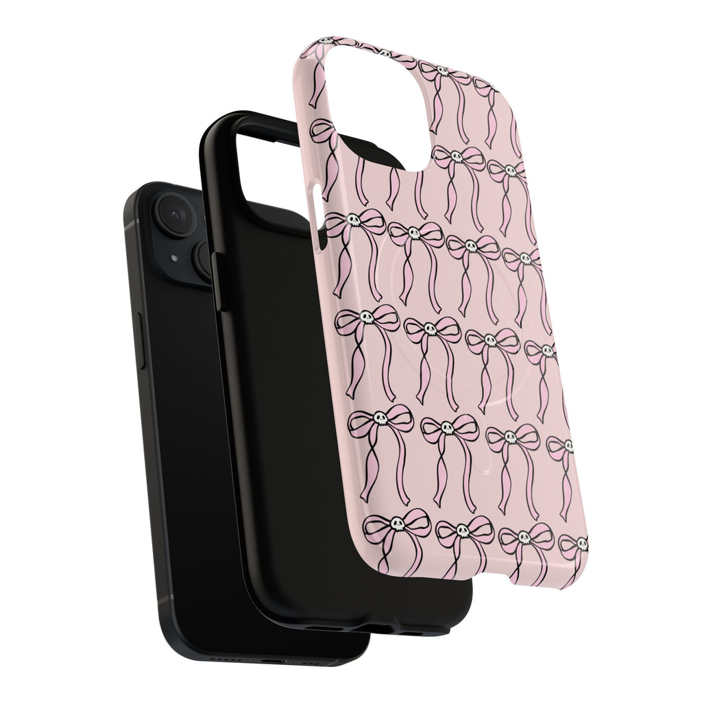 Magnetic Phone Case | Pink Skull Bows