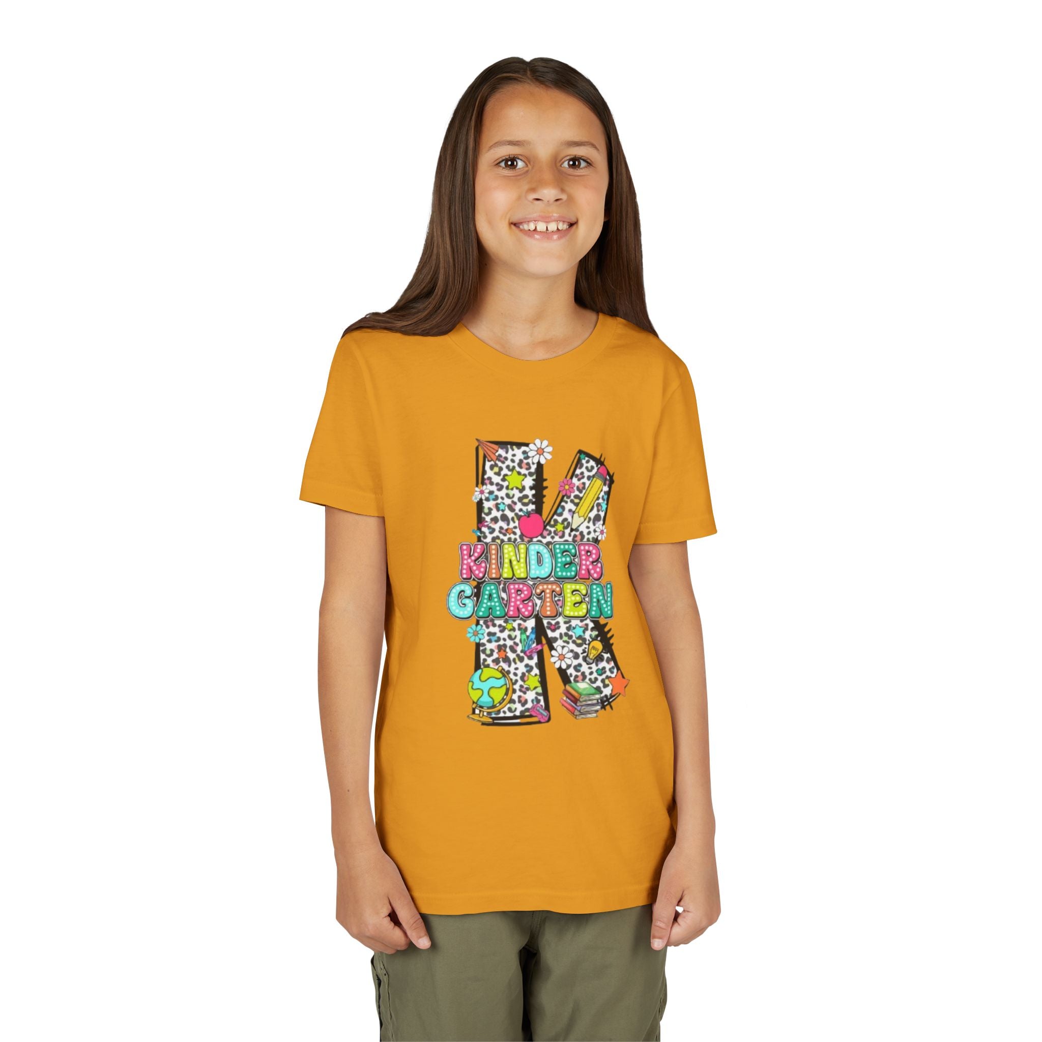 Kindergarten Letter K Youth Tee | Colorful School Kids Back to School Shirt