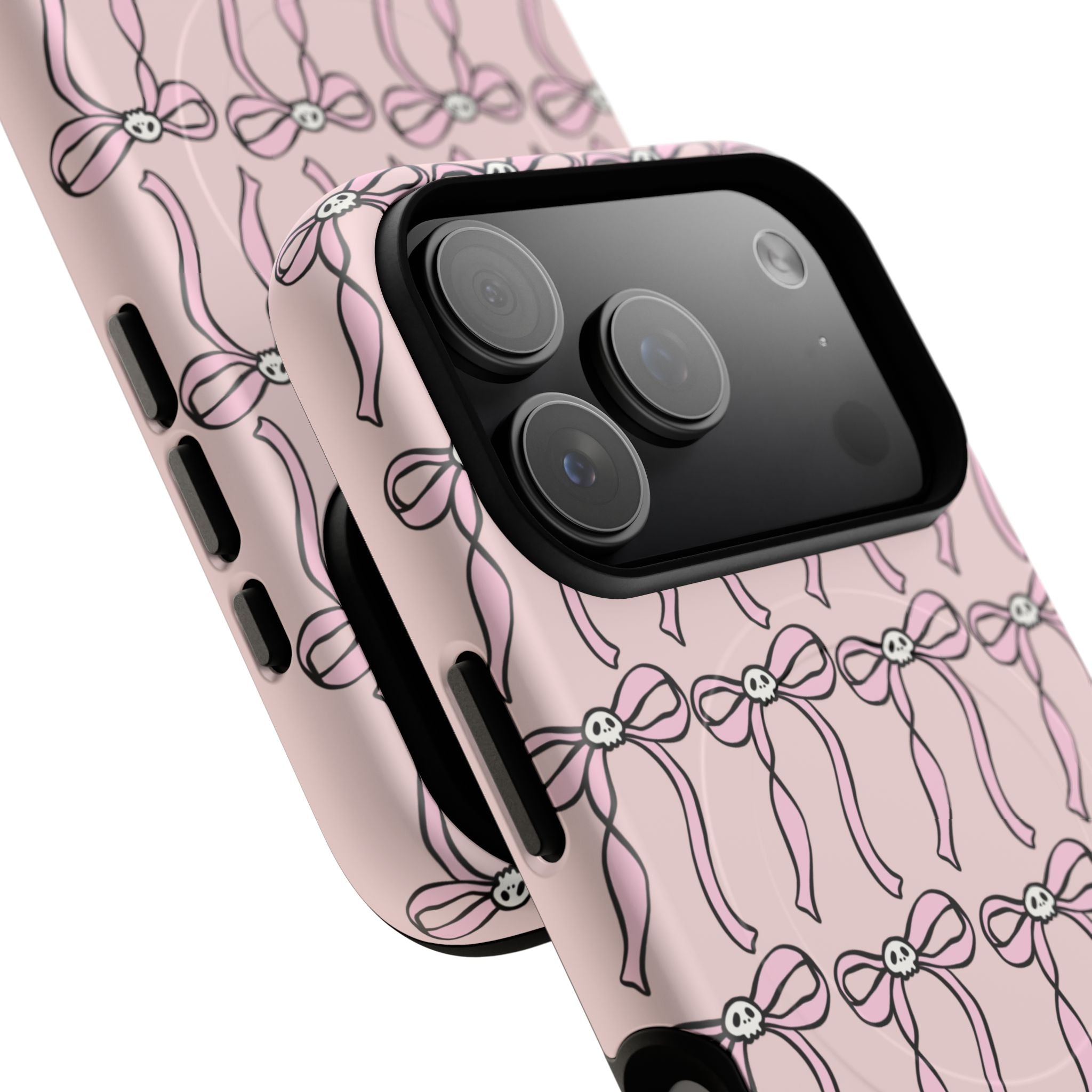 Magnetic Phone Case | Pink Skull Bows