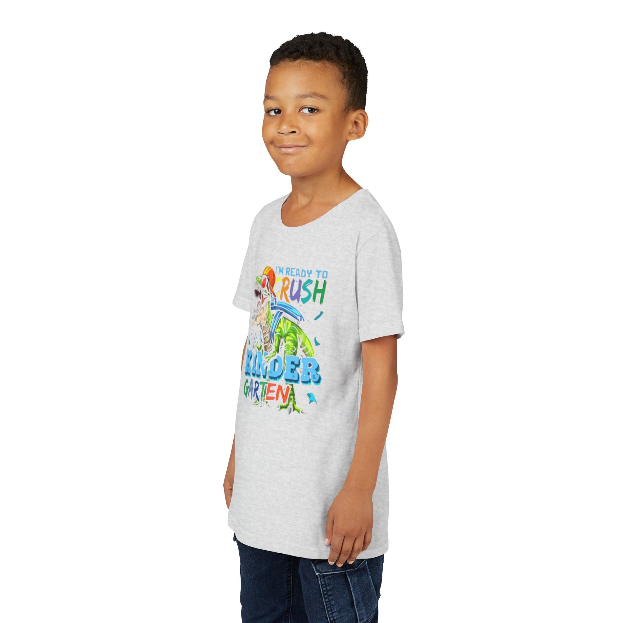 Youth T-Shirt | "I'm Ready to Crush Kindergarten" Dinosaur Back-to-School Tee