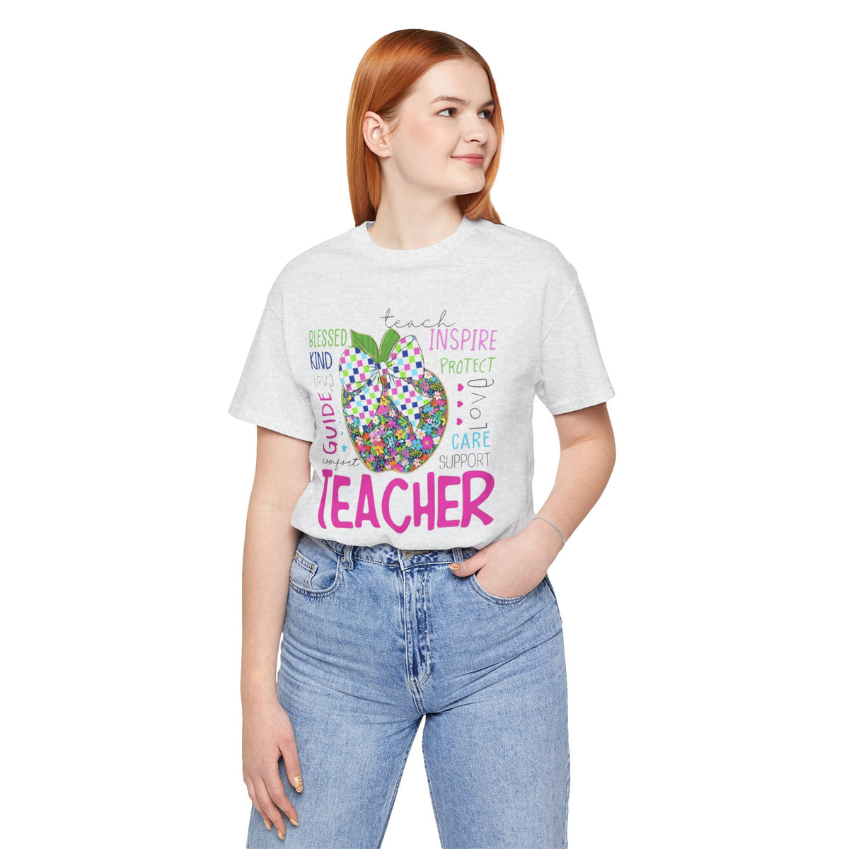 Teacher Apple Graphic Tee | Inspirational Words School Staff Gift