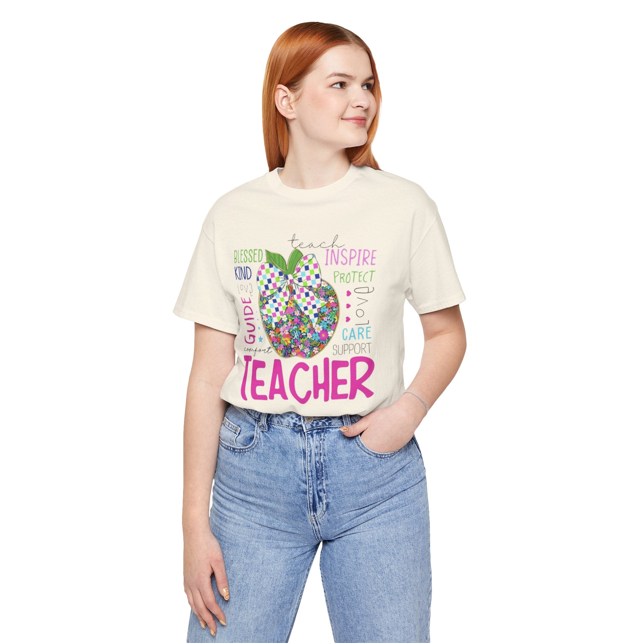 Teacher Apple Graphic Tee | Inspirational Words School Staff Gift