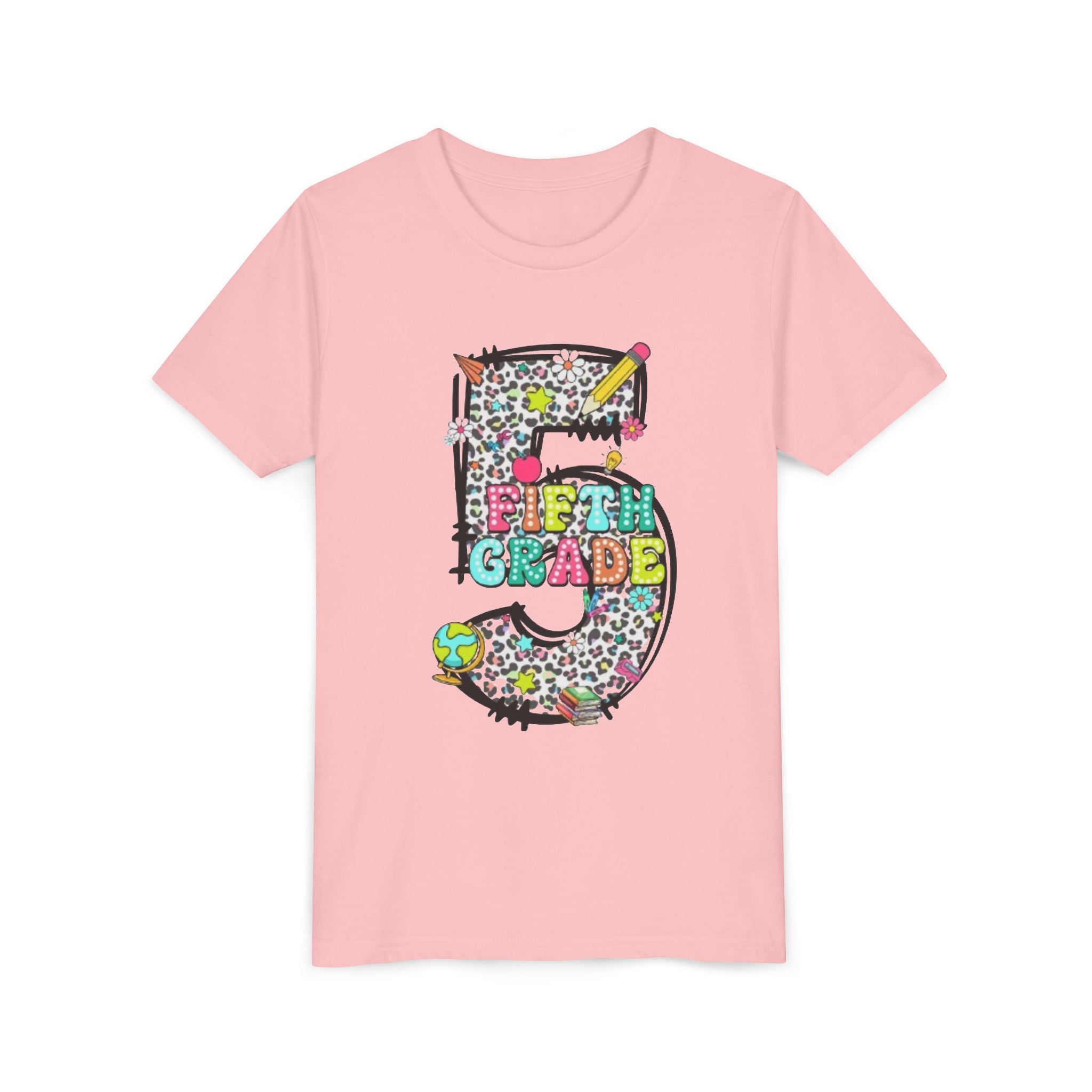 5th Grade Kids Shirt | Colorful Leopard Number 5 Back-to-School Tee