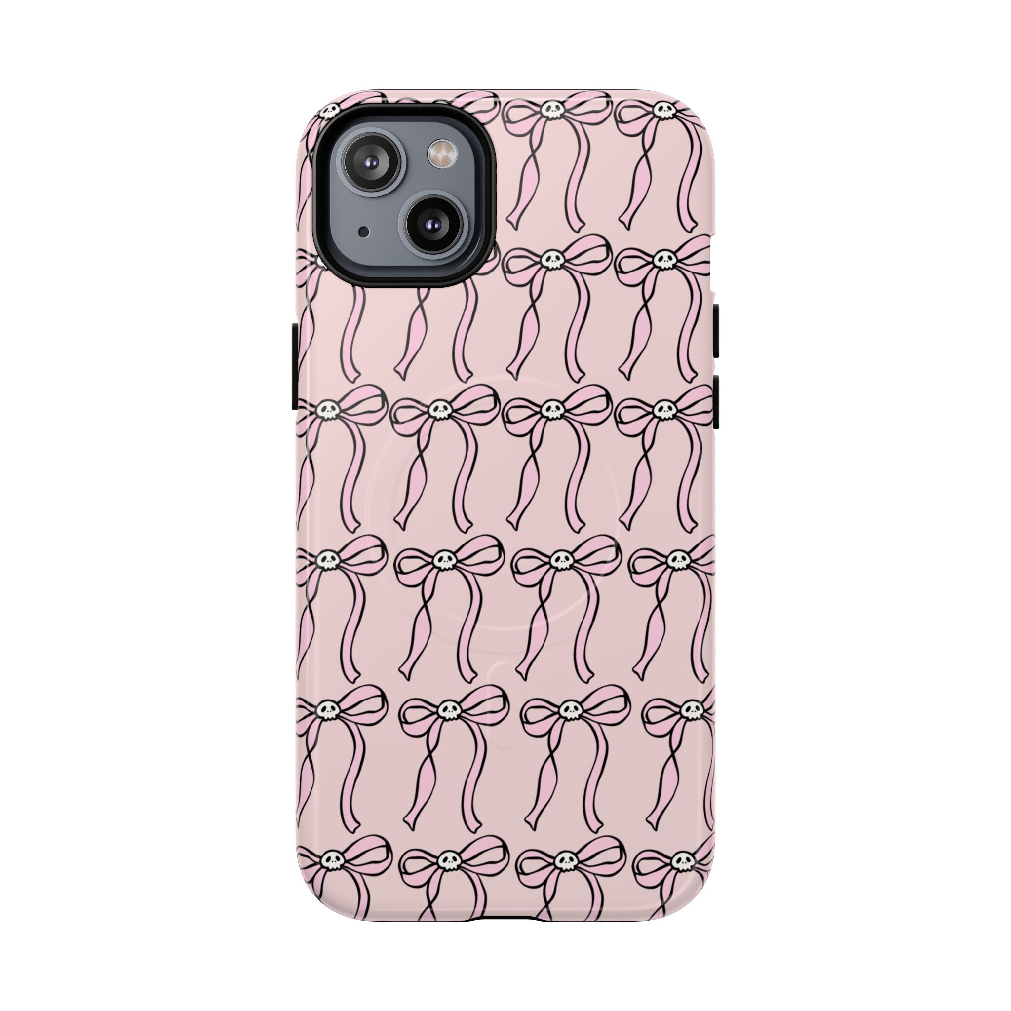 Magnetic Phone Case | Pink Skull Bows