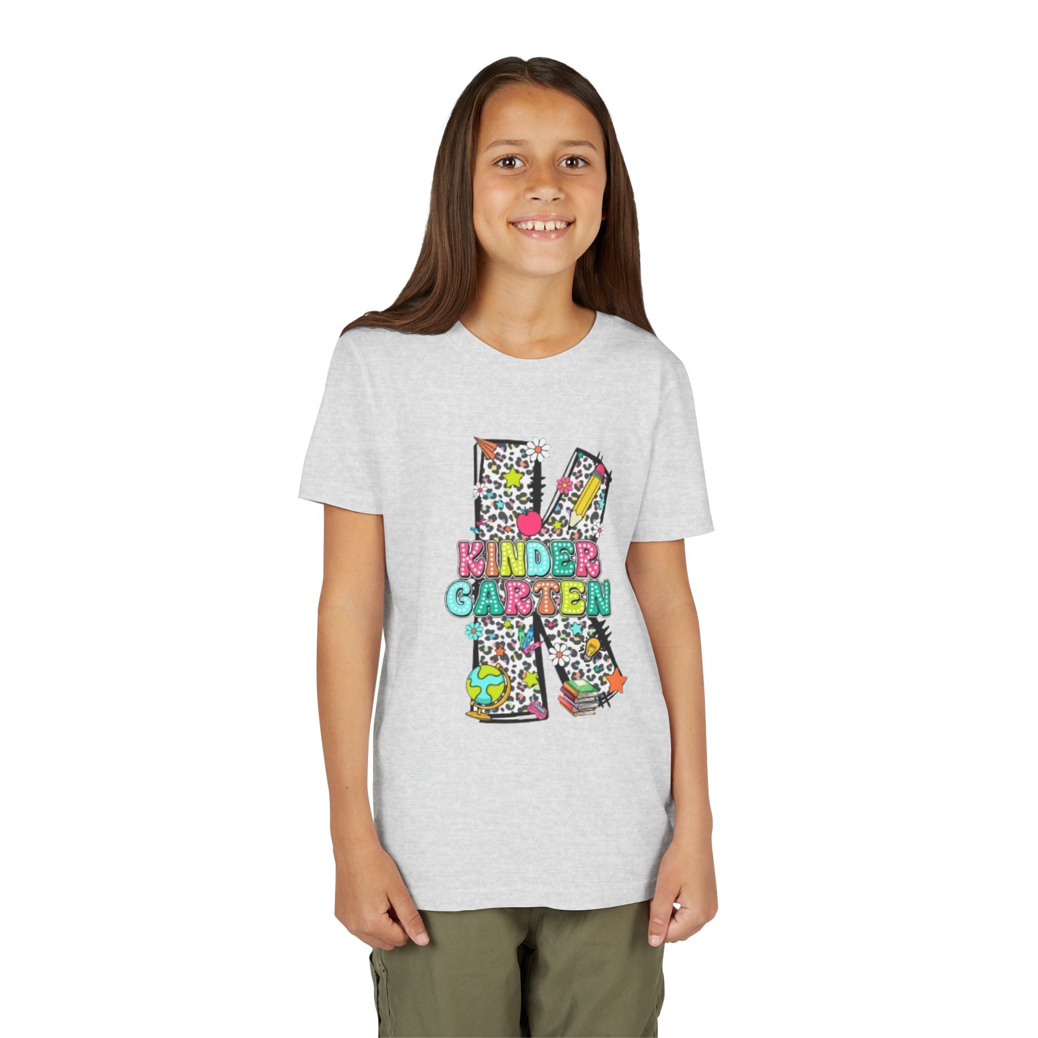 Kindergarten Letter K Youth Tee | Colorful School Kids Back to School Shirt