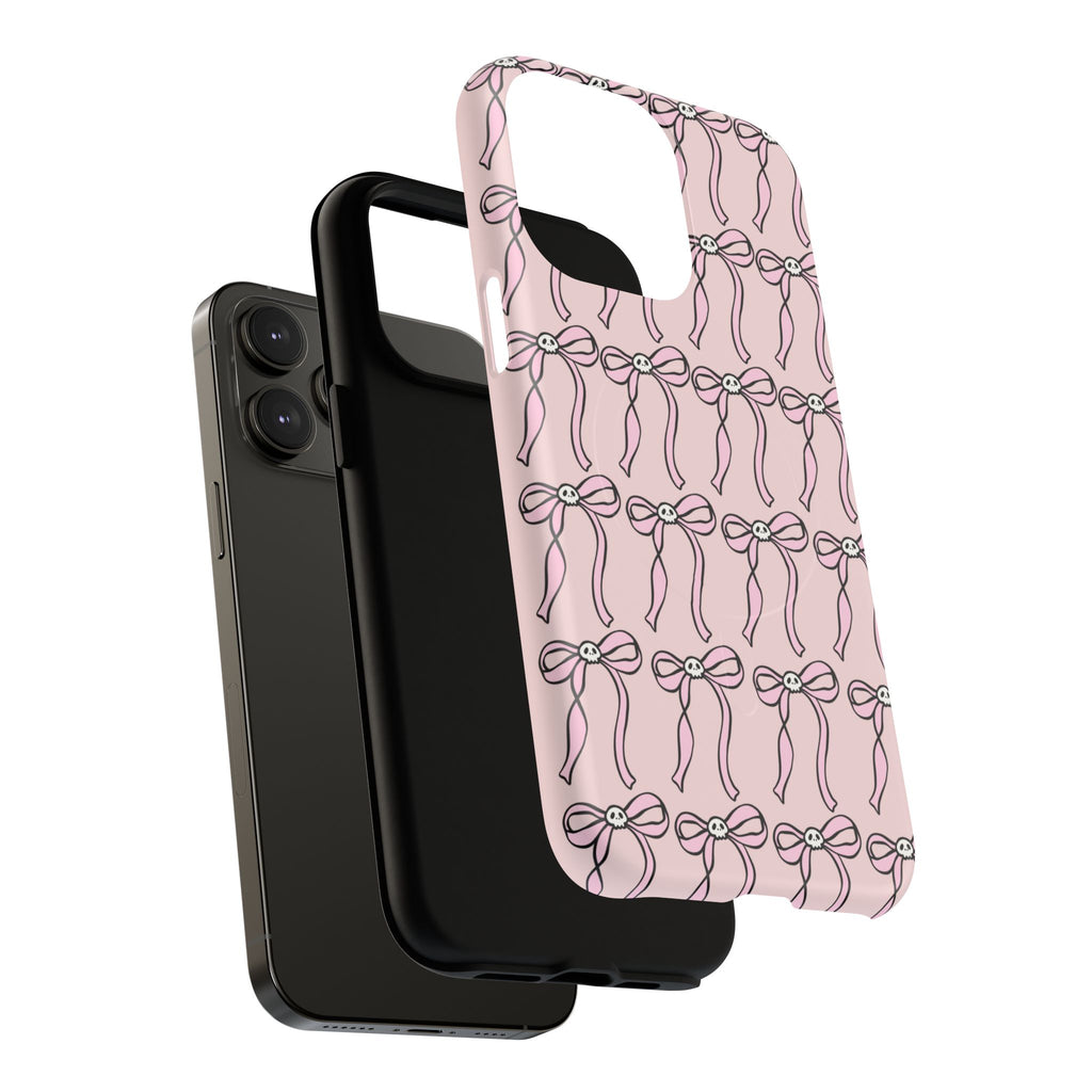 Magnetic Phone Case | Pink Skull Bows