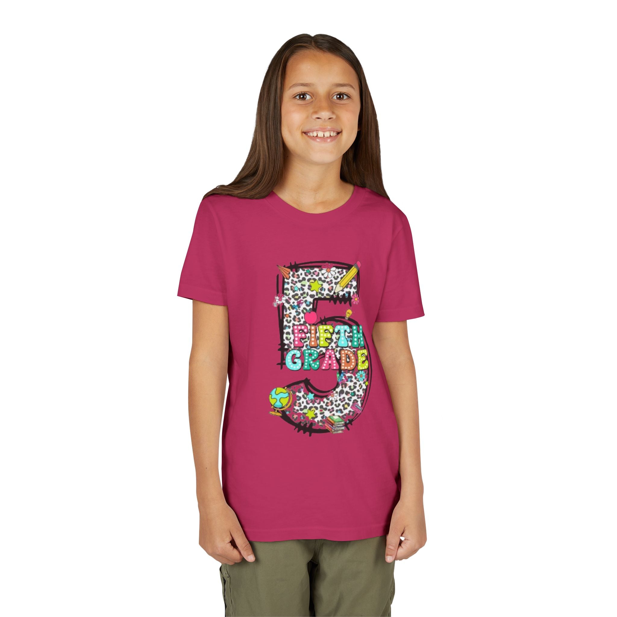 5th Grade Kids Shirt | Colorful Leopard Number 5 Back-to-School Tee