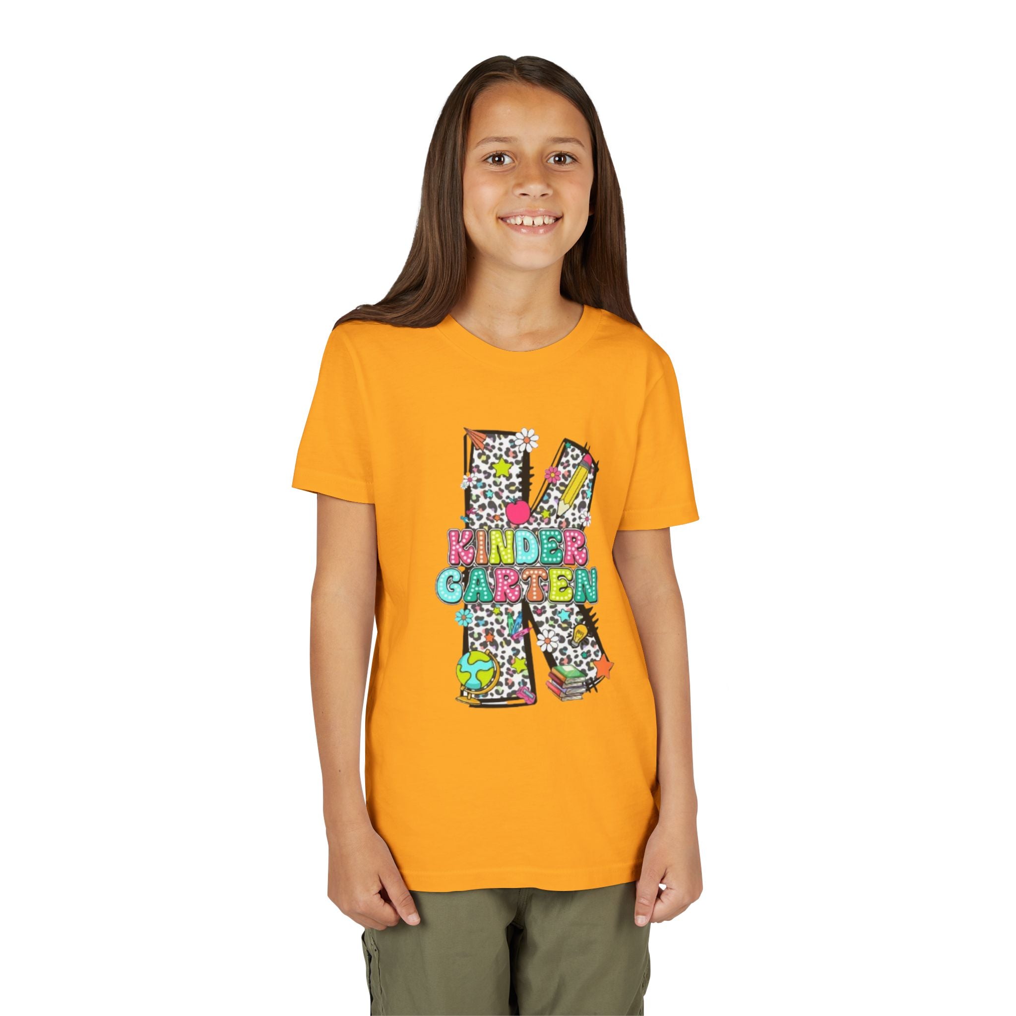 Kindergarten Letter K Youth Tee | Colorful School Kids Back to School Shirt