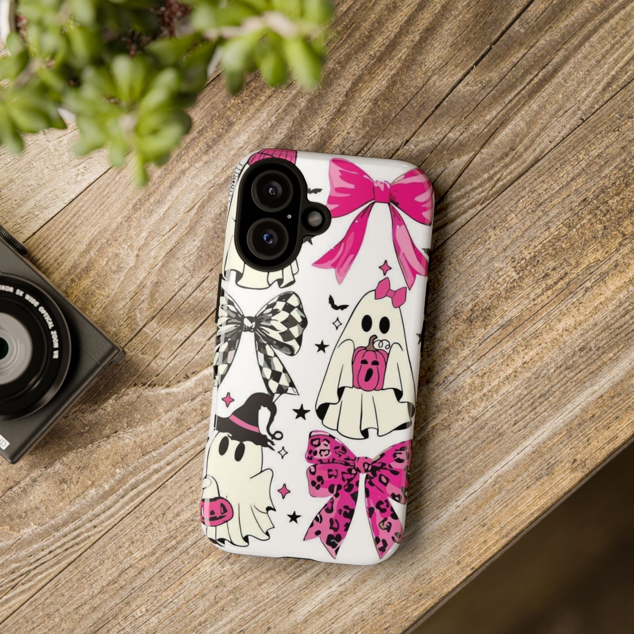 Phone Case | Cute Pink Ghosts & Bows Halloween Pattern