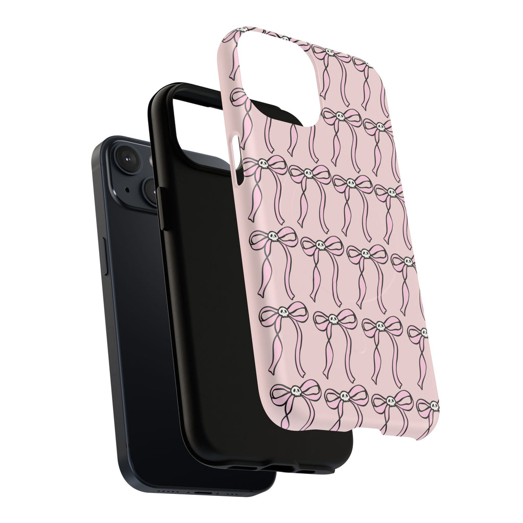 Magnetic Phone Case | Pink Skull Bows