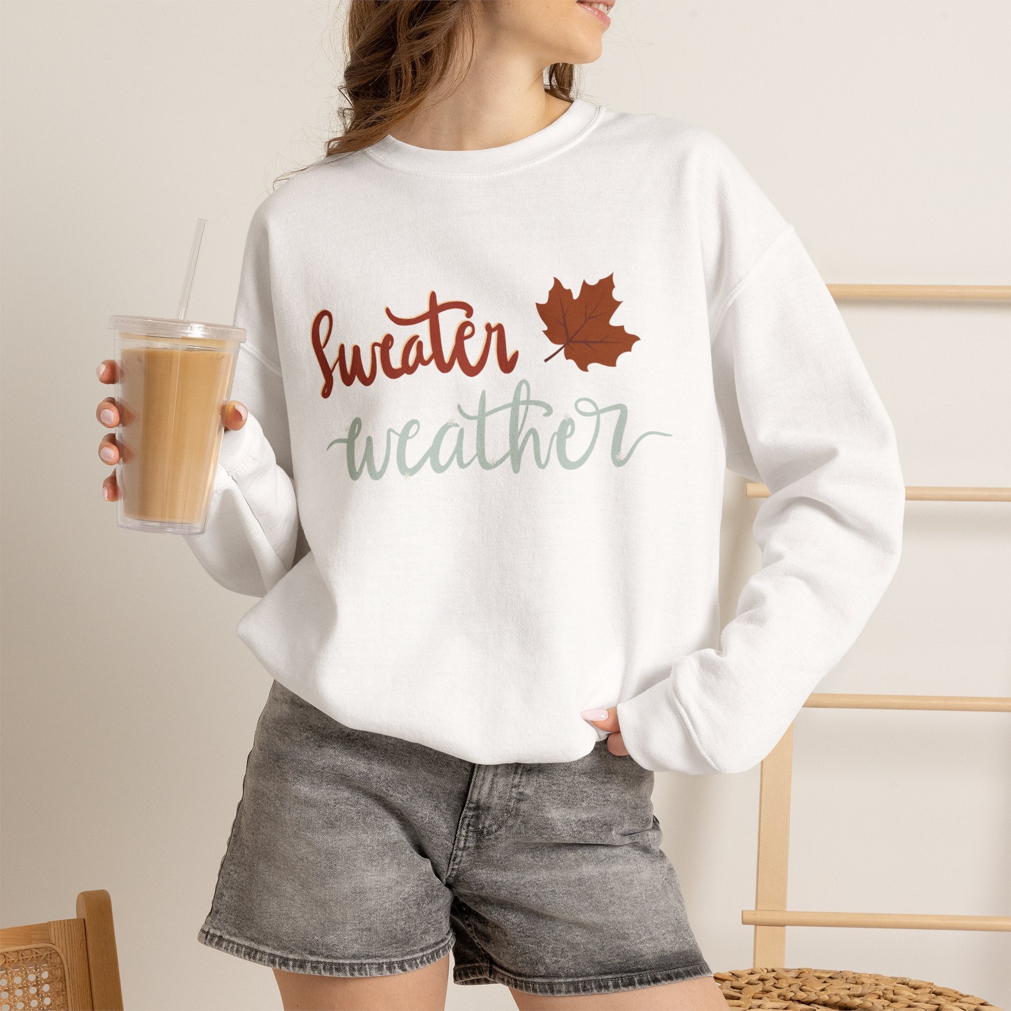 Sweater Weather Crewneck Sweatshirt | Autumn Leaf Cozy Pullover