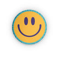 Smiley Face Round Pillow | Cheerful Yellow Decorative Cushion