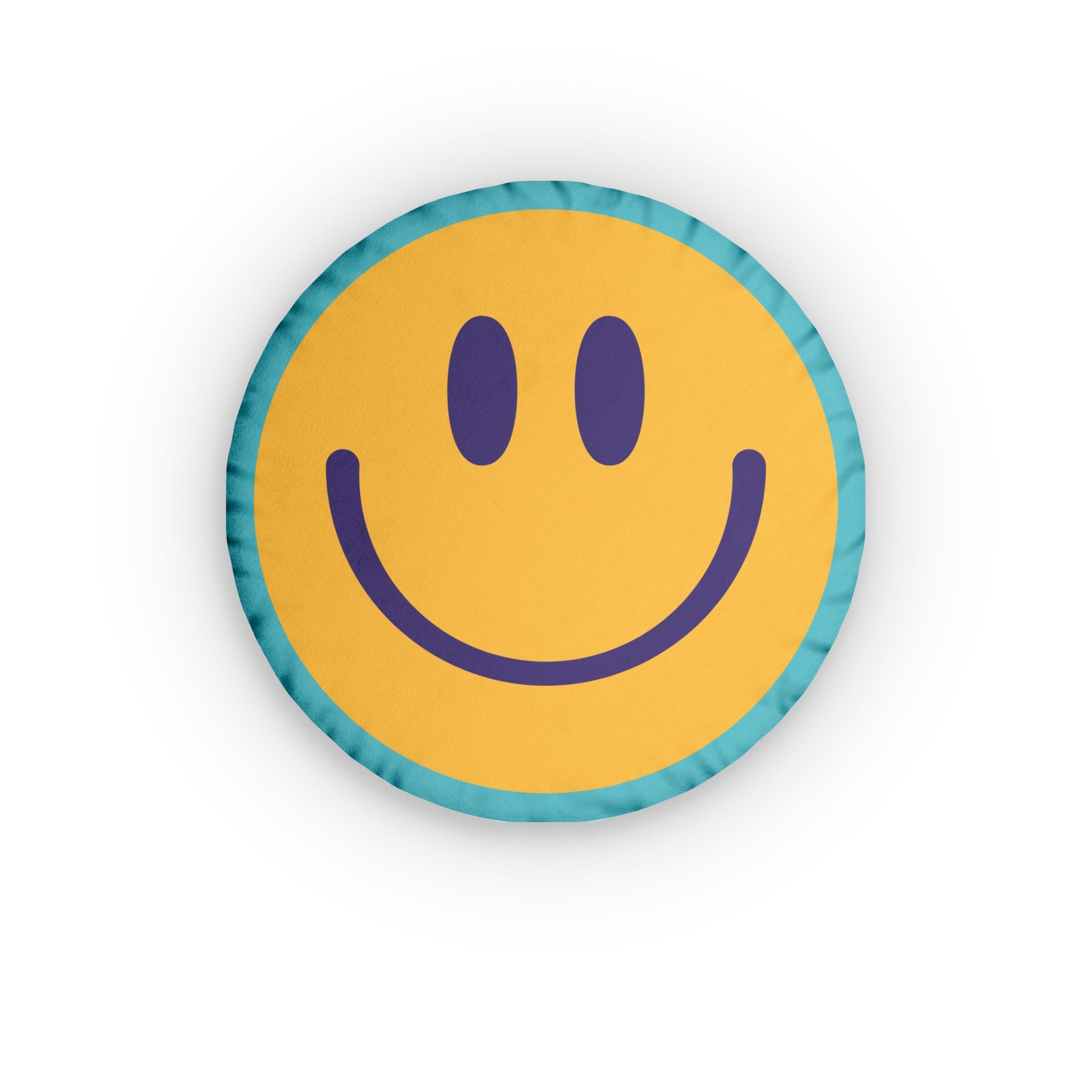 Smiley Face Round Pillow | Cheerful Yellow Decorative Cushion