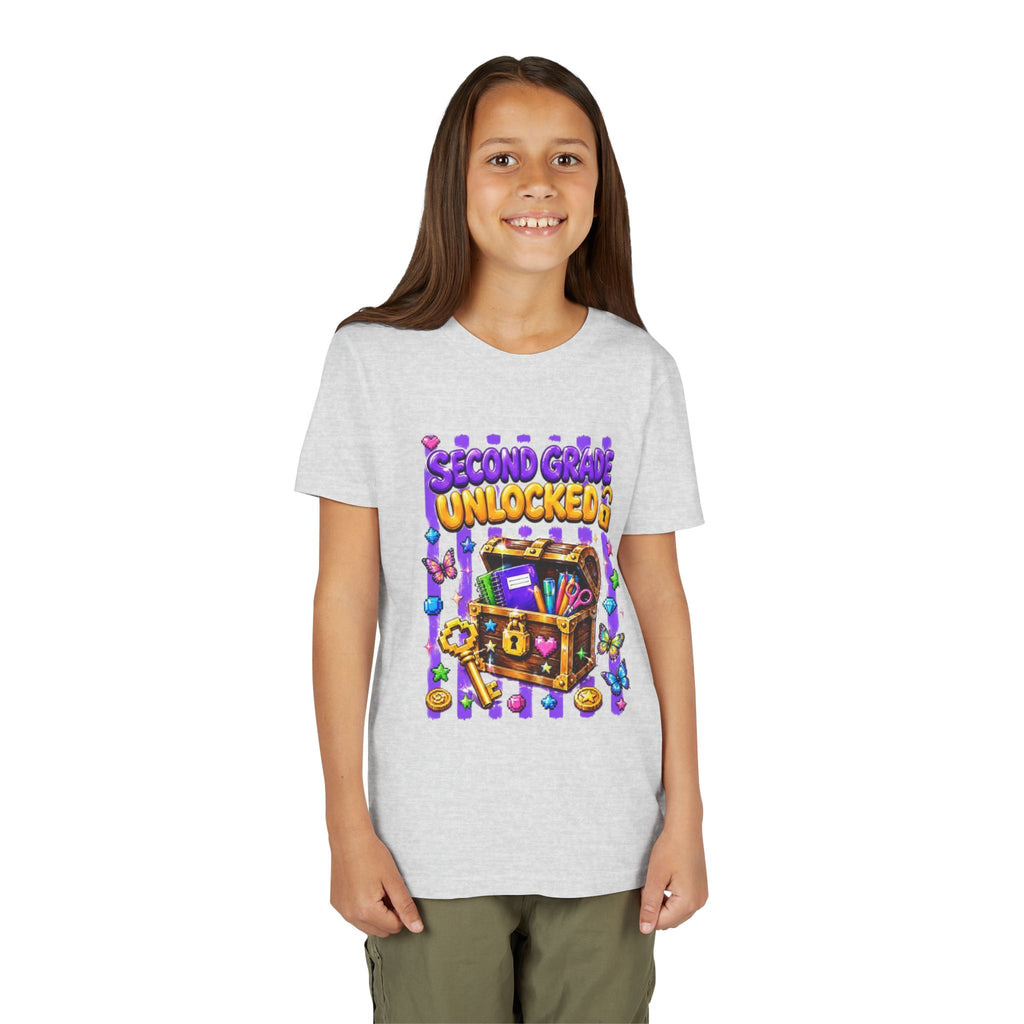 Second Grade Unlocked Youth Tee | Back to School Treasure Chest Shirt